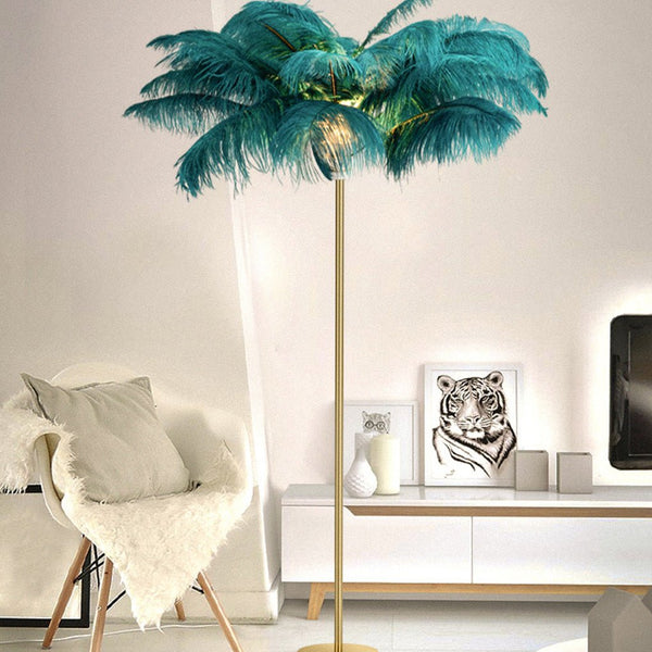 30-Inch Elegant Ostrich Feather Floor Lamp - Statement Decorative Accent Lighting for Home Décor