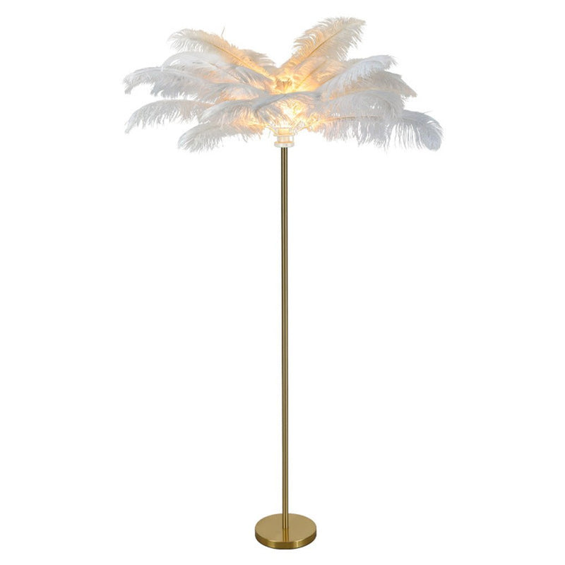 30-Inch Elegant Ostrich Feather Floor Lamp - Statement Decorative Accent Lighting for Home Décor