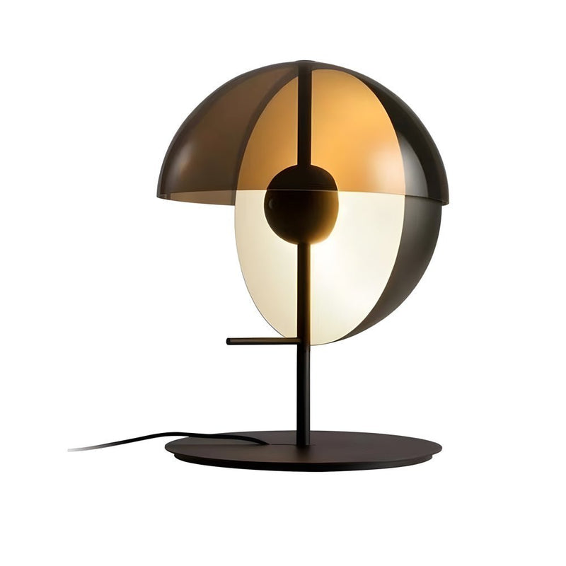 Modern Amber Glass LED Table Lamp - Novelty 2 Half-Spheres Design for Home Decor