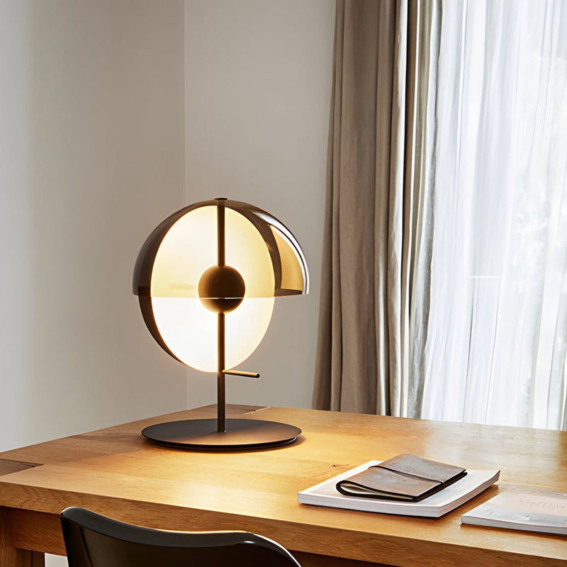 Modern Amber Glass LED Table Lamp - Novelty 2 Half-Spheres Design for Home Decor