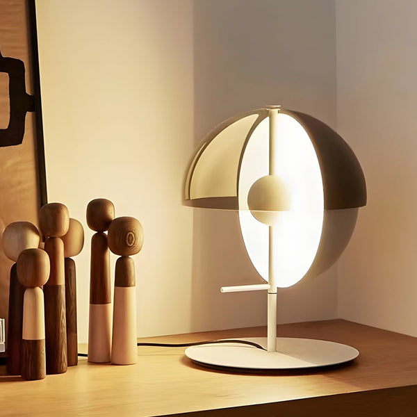 Modern Amber Glass LED Table Lamp - Novelty 2 Half-Spheres Design for Home Decor