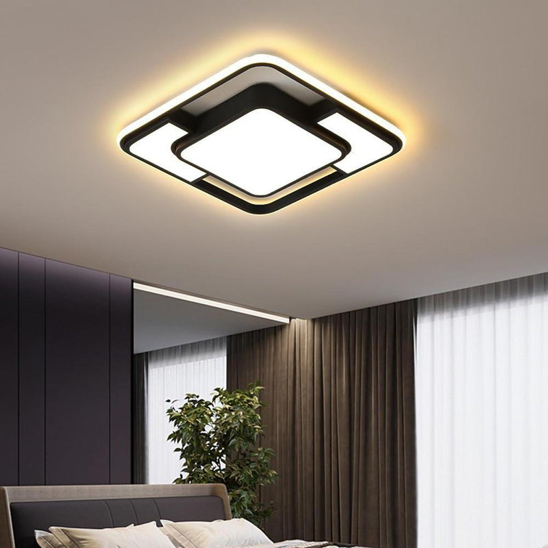 Modern Square LED Geometric Flush Mount Ceiling Light for Bedroom - Energy Efficient Lighting Fixture