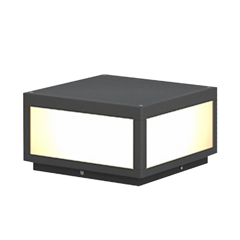 Black Square Cube Outdoor LED Pier Mount Light - Modern Design for Patios & Gardens