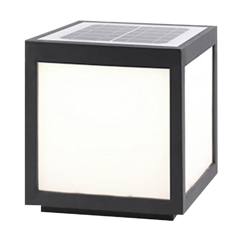 Black Square Cube Outdoor LED Pier Mount Light - Modern Design for Patios & Gardens
