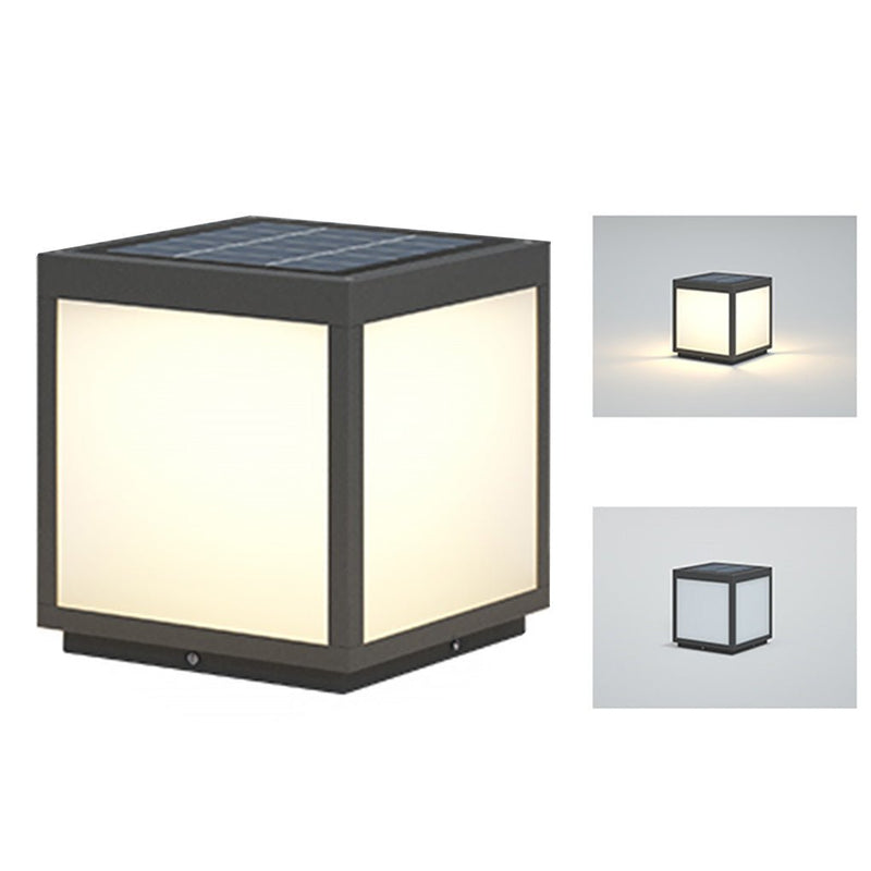 Black Square Cube Outdoor LED Pier Mount Light - Modern Design for Patios & Gardens