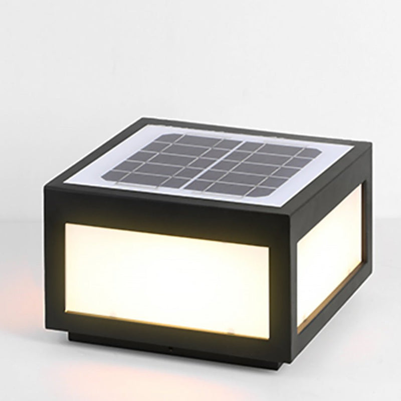 Black Square Cube Outdoor LED Pier Mount Light - Modern Design for Patios & Gardens