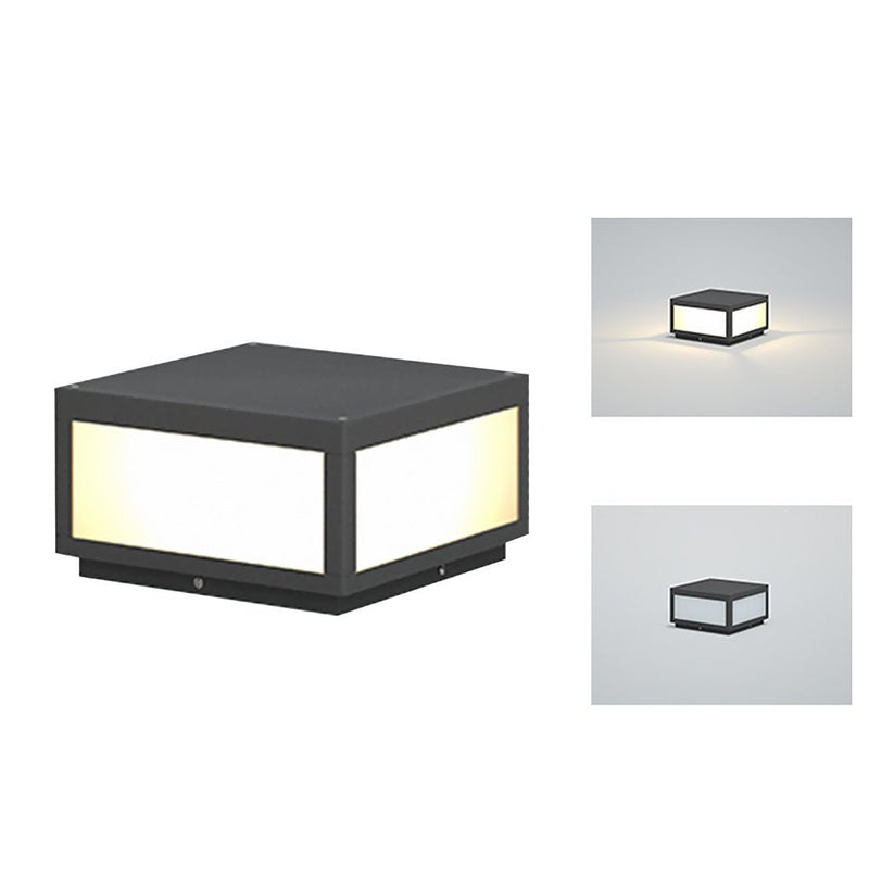 Black Square Cube Outdoor LED Pier Mount Light - Modern Design for Patios & Gardens