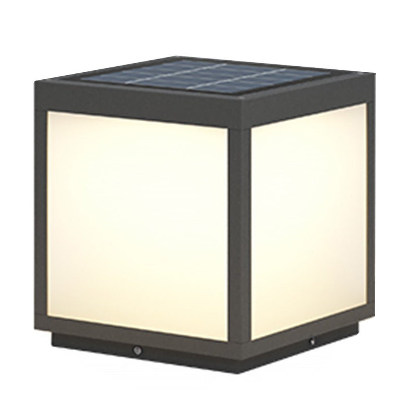Black Square Cube Outdoor LED Pier Mount Light - Modern Design for Patios & Gardens