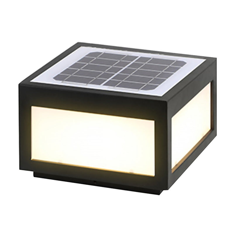 Black Square Cube Outdoor LED Pier Mount Light - Modern Design for Patios & Gardens