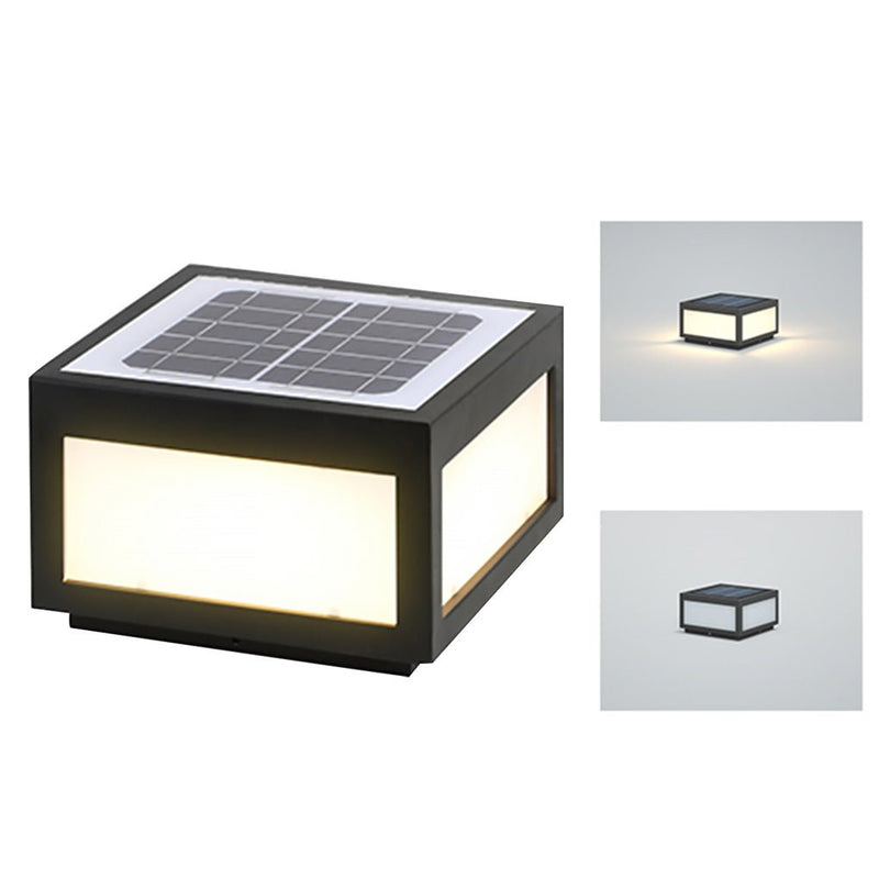 Black Square Cube Outdoor LED Pier Mount Light - Modern Design for Patios & Gardens