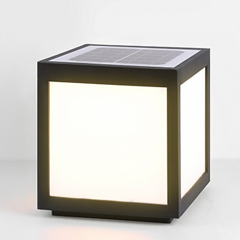 Black Square Cube Outdoor LED Pier Mount Light - Modern Design for Patios & Gardens