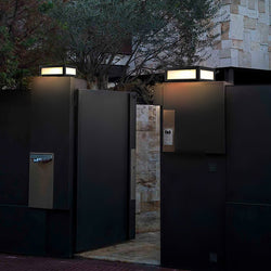 Black Square Cube Outdoor LED Pier Mount Light - Modern Design for Patios & Gardens