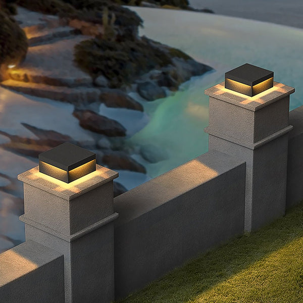 Square Waterproof LED Solar Outdoor Fence Post Lights - Modern Pillar Lighting for Gardens & Patios