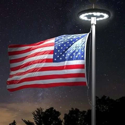 Solar Powered LED Flagpole Lights - All-Night Illumination for Flags - Durable & Energy Efficient