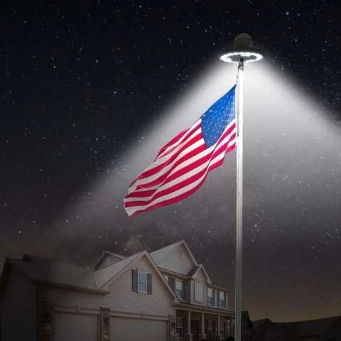 Solar Powered LED Flagpole Lights - All-Night Illumination for Flags - Durable & Energy Efficient
