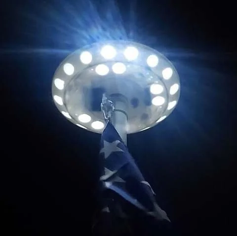 Solar Powered LED Flagpole Lights - All-Night Illumination for Flags - Durable & Energy Efficient