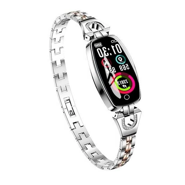 Waterproof Smart Fitness Bracelet for Women - Heart Rate & Blood Pressure Monitor, Activity Tracker, Stylish Design