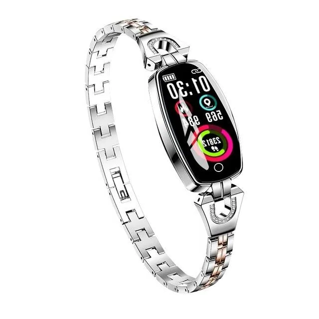 Waterproof Smart Fitness Bracelet for Women - Heart Rate & Blood Pressure Monitor, Activity Tracker, Stylish Design