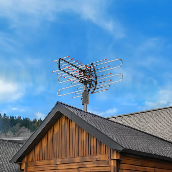 High-Performance Outdoor TV Antenna - 500+ Mile Range for UHF/VHF/FM Radio Reception