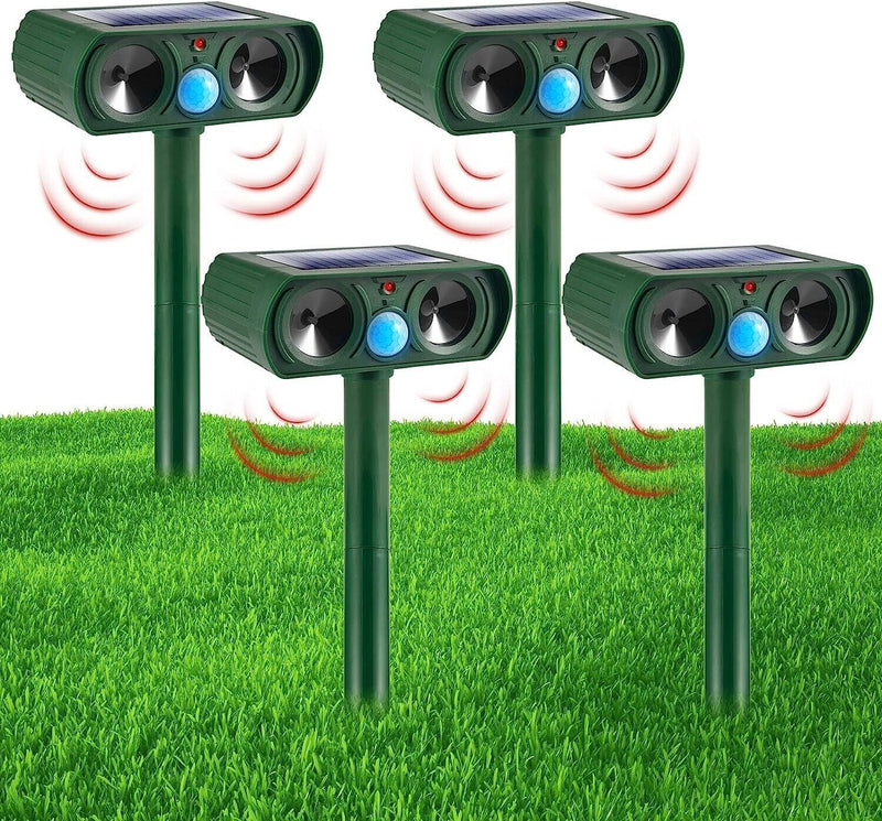 Solar-Powered Ultrasonic Animal Repellent - Eco-Friendly Pest Control Device for Gardens & Yards