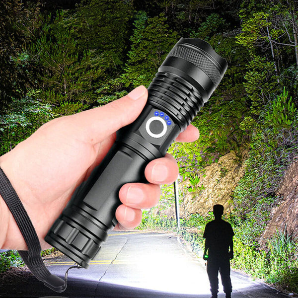 Super Bright 100,000 LM Rechargeable LED Tactical Flashlight - Ultra-High Lumens, Waterproof, Compact & Durable for Outdoor Adventures