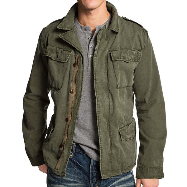 Men's Vintage Casual Field Jacket - Durable Workwear Outerwear for All Seasons