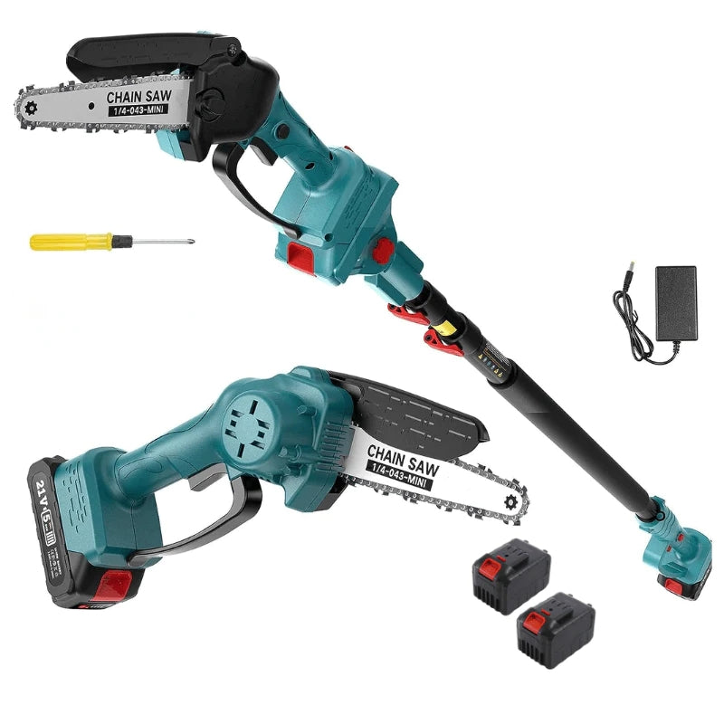 2-in-1 Cordless 8-Inch Chainsaw & Pole Saw Combo - Lightweight, Battery-Powered for Easy Tree Trimming & Pruning