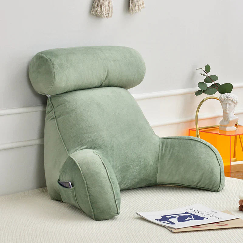 Comfortable Reading Bed Pillow with Arms - Supportive Backrest for Relaxation and Reading in Bed