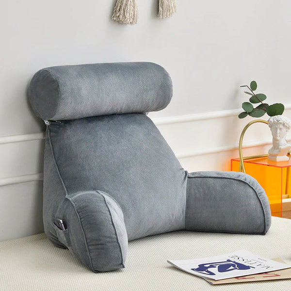 Comfortable Reading Bed Pillow with Arms - Supportive Backrest for Relaxation and Reading in Bed