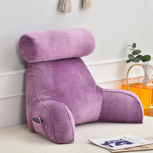 Comfortable Reading Bed Pillow with Arms - Supportive Backrest for Relaxation and Reading in Bed