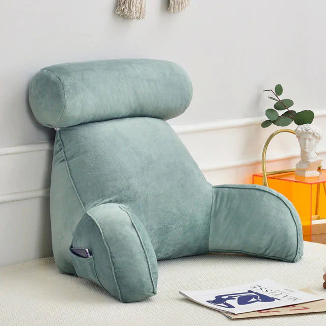 Comfortable Reading Bed Pillow with Arms - Supportive Backrest for Relaxation and Reading in Bed