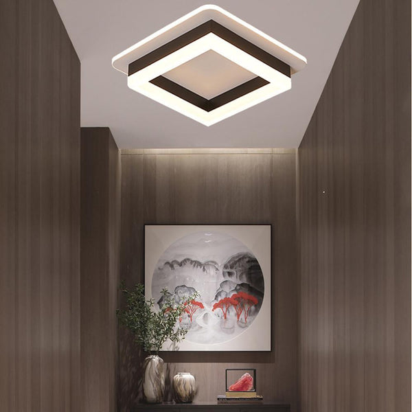 Contemporary Square LED Flush Mount Ceiling Light - Sleek Metal & Acrylic Design for Modern Interiors
