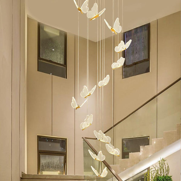 Butterfly Shaped LED Pendant Light - Acrylic & Metal Island Ceiling Fixture for Living Room
