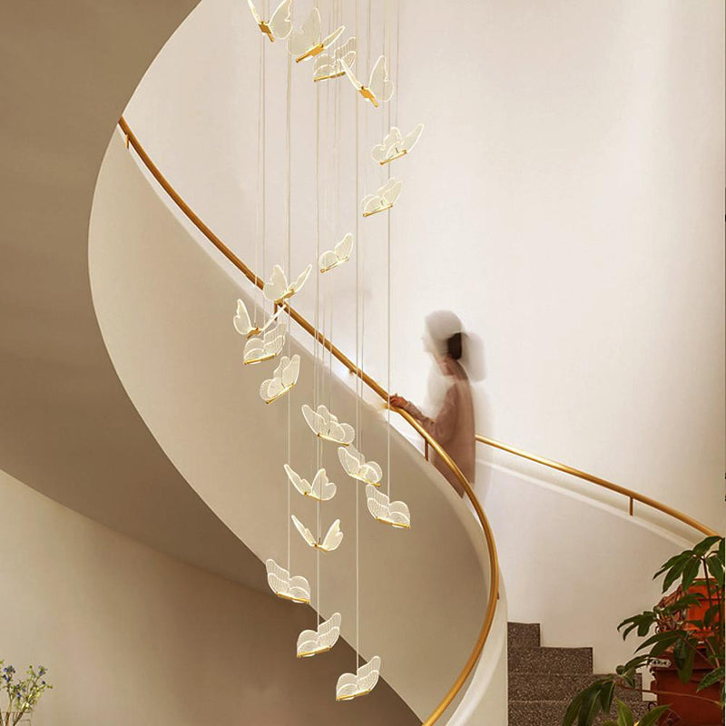 Butterfly Shaped LED Pendant Light - Acrylic & Metal Island Ceiling Fixture for Living Room