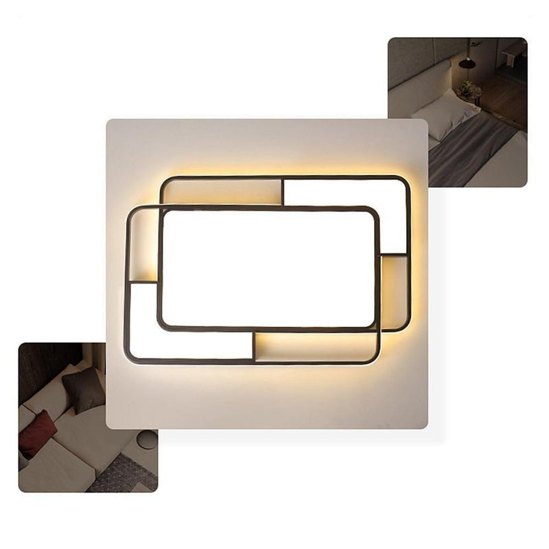 Modern Square LED Geometric Flush Mount Ceiling Light for Bedroom - Energy Efficient Lighting Fixture