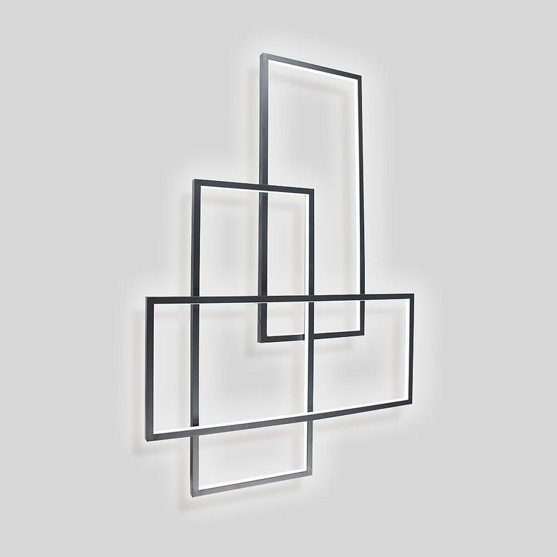 Modern Overlapping Rectangles Aluminum LED Flush Mount Ceiling Light - Geometric Style Lighting Fixture