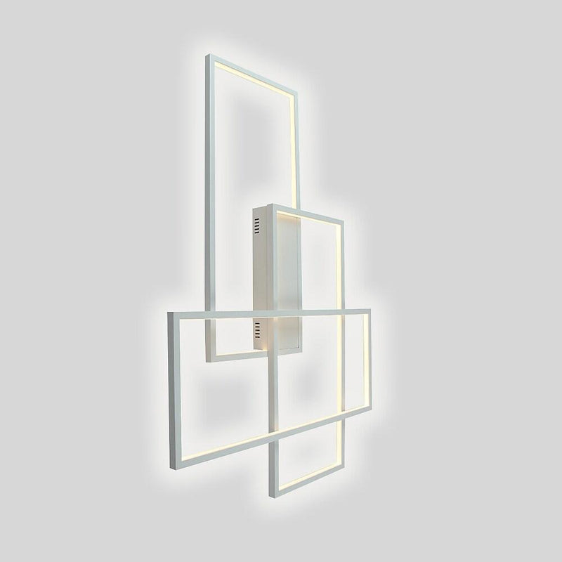 Modern Overlapping Rectangles Aluminum LED Flush Mount Ceiling Light - Geometric Style Lighting Fixture