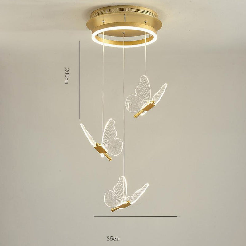 Butterfly Shaped LED Pendant Light - Acrylic & Metal Island Ceiling Fixture for Living Room