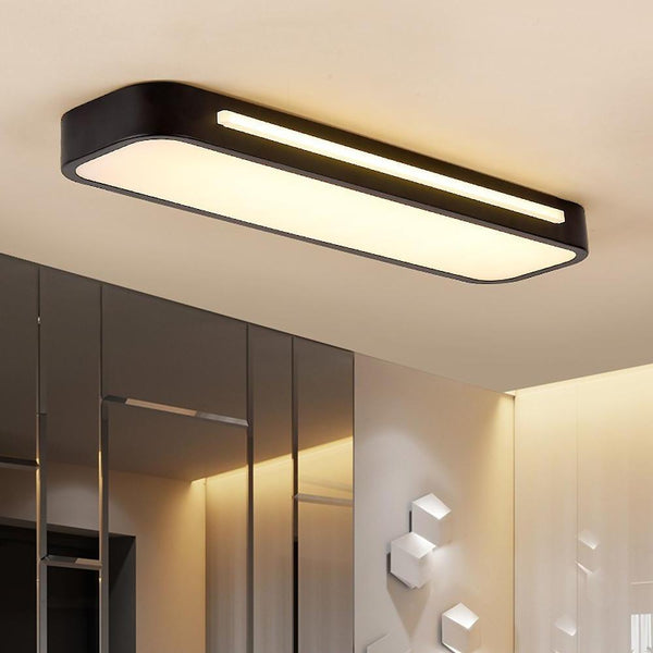 19-Inch Wide Minimalist Rectangular LED Flush Mount Ceiling Light - Modern 1-Light Long Oval Design for Home & Office