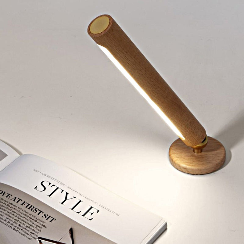 Portable Magnetic USB Touch Night Light - Rotating Wooden Design with LED Illumination