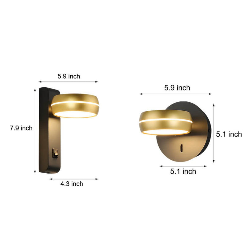 Adjustable Round 6W LED Wall Sconce - Rotatable Bedside Lamp for Modern Home Decor