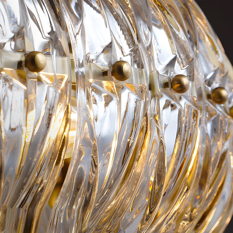 Elegant Round Glass 3-Step Dimming Chandelier - Modern Long-Post Design for Luxurious Home Lighting