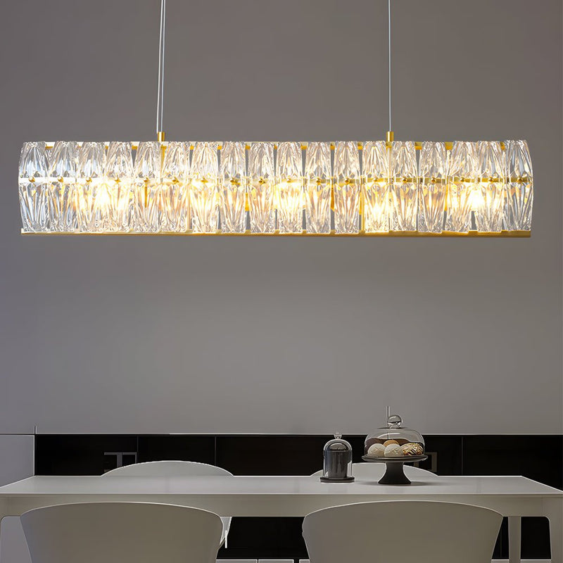 Elegant Round Glass 3-Step Dimming Chandelier - Modern Long-Post Design for Luxurious Home Lighting