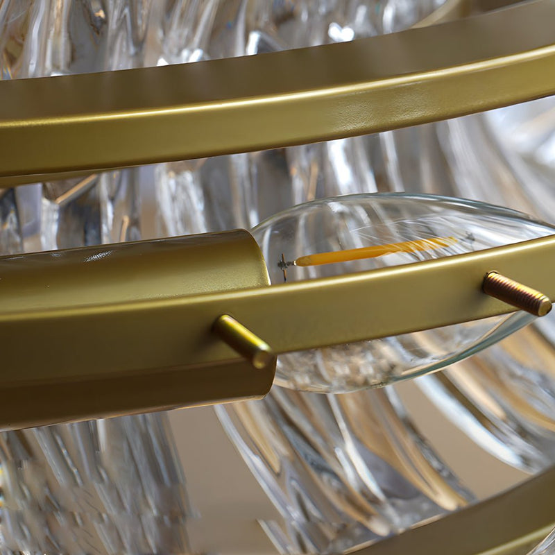 Elegant Round Glass 3-Step Dimming Chandelier - Modern Long-Post Design for Luxurious Home Lighting