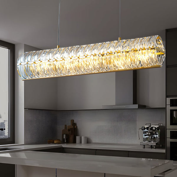 Elegant Round Glass 3-Step Dimming Chandelier - Modern Long-Post Design for Luxurious Home Lighting