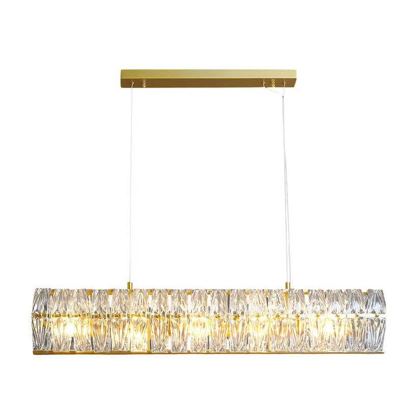 Elegant Round Glass 3-Step Dimming Chandelier - Modern Long-Post Design for Luxurious Home Lighting