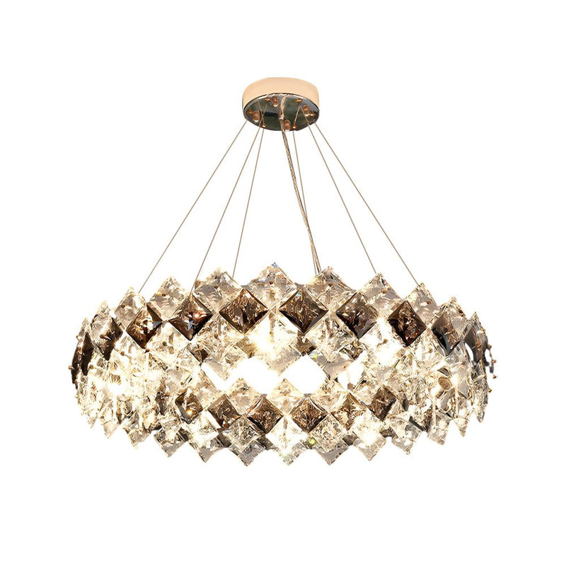 Luxury Modern Round Crystal Chandelier - 3-Step Dimming for Dining Room Elegance