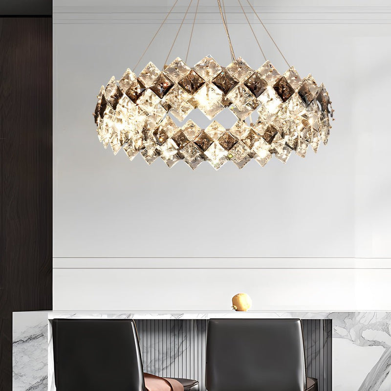 Luxury Modern Round Crystal Chandelier - 3-Step Dimming for Dining Room Elegance