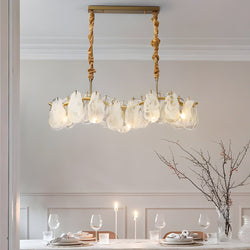 Luxury French Style Round Long Wave Glass Chandelier - 3-Step Dimming, Elegant Cloud Design