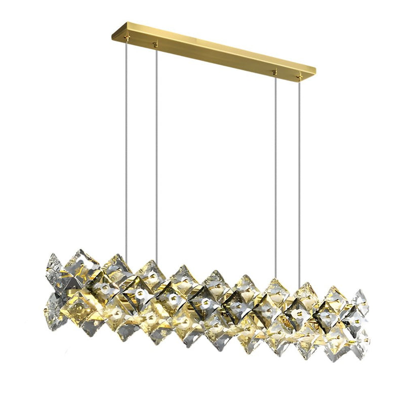 Elegant Round Crystal Chandelier - Post-Modern Copper Dining Room Light Fixture